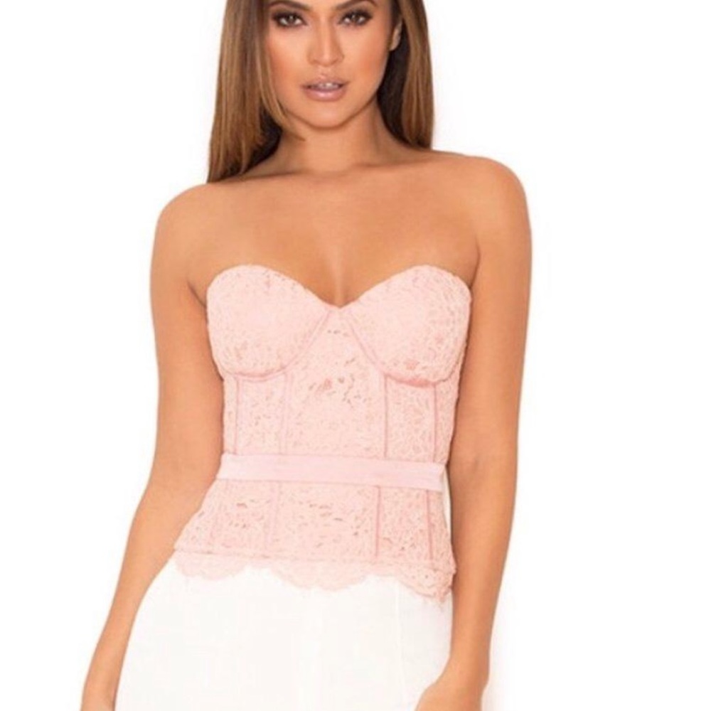 House of CB - Pink Lace Strapless Corset Top